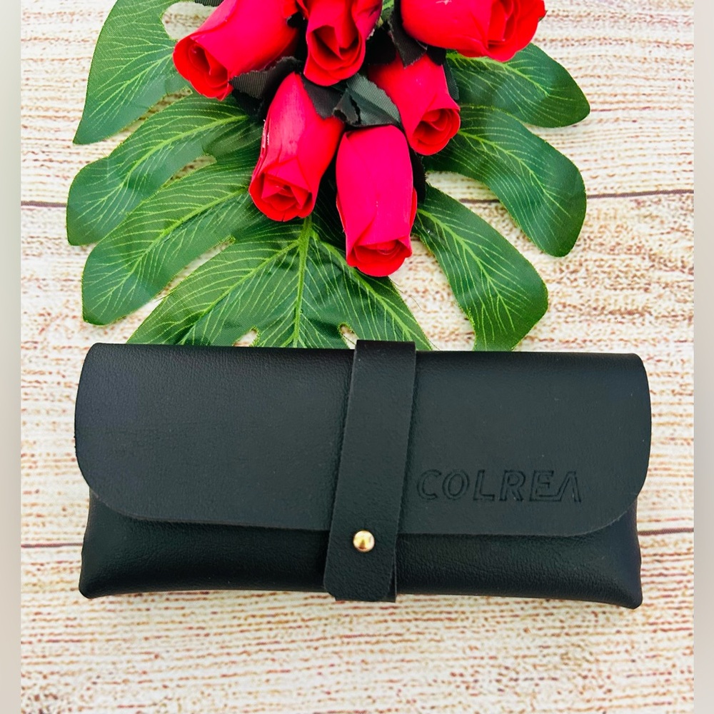 COLREA Black Faux Leather Sunglasses Case